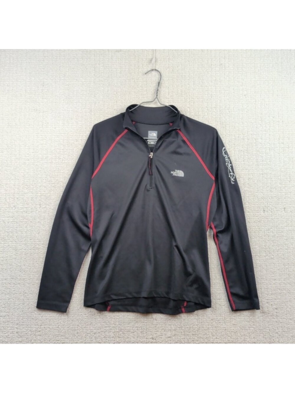 Y2K The North Face Flight Series 1/4 Zip Base layer Pullover Black / Red Wom M